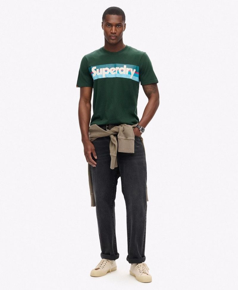 Camiseta-Manga-Corta-Para-Hombre-Retro-Stripe-Logo