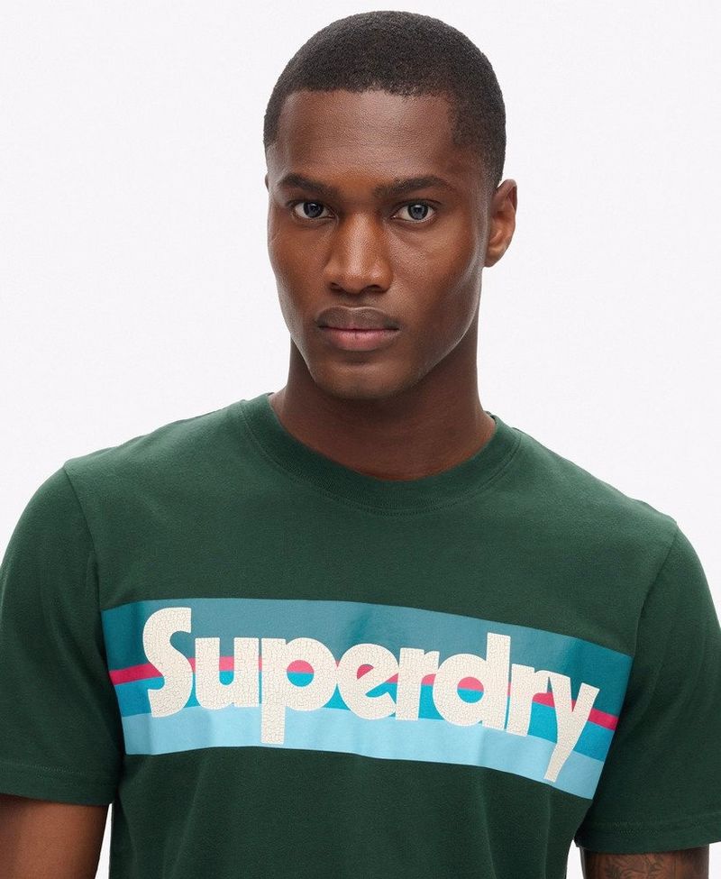 Camiseta-Manga-Corta-Para-Hombre-Retro-Stripe-Logo
