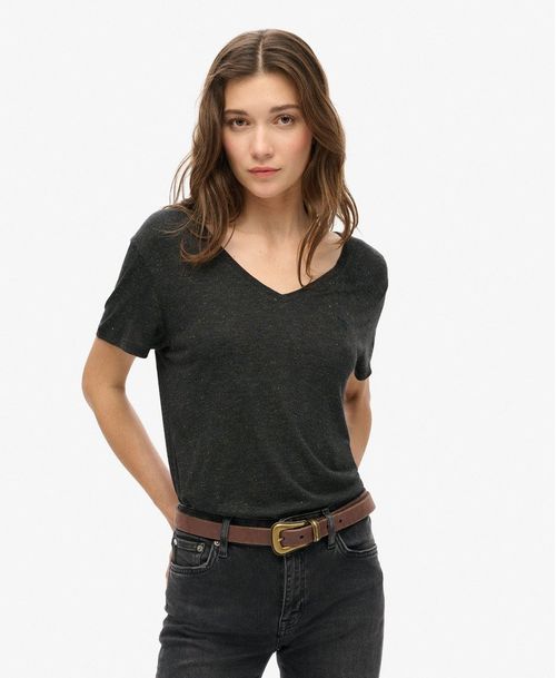 Camiseta Manga Corta Para Mujer Studios Slub Emb Vee Tee