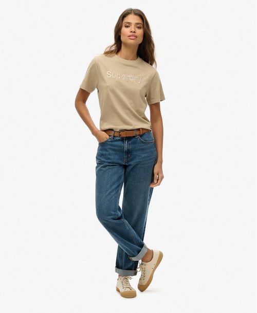 Camiseta Manga Corta Para Mujer Emb Core Logo Boxy Loose Tee