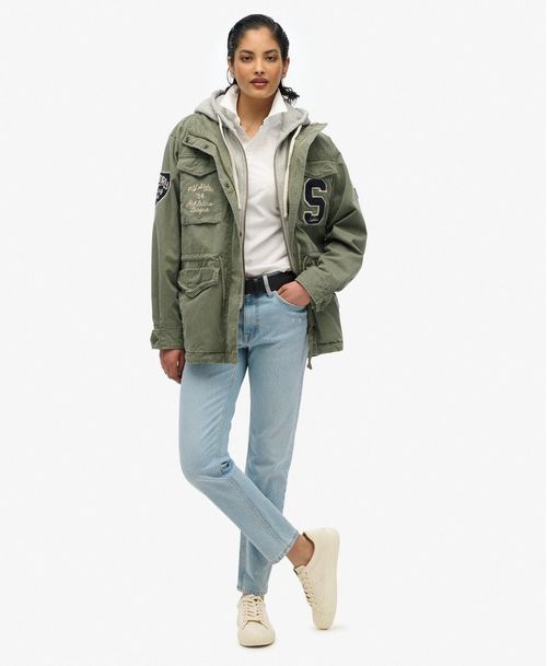 Chaqueta Casual Para Mujer Jersey Hooded Emb Military Jkt