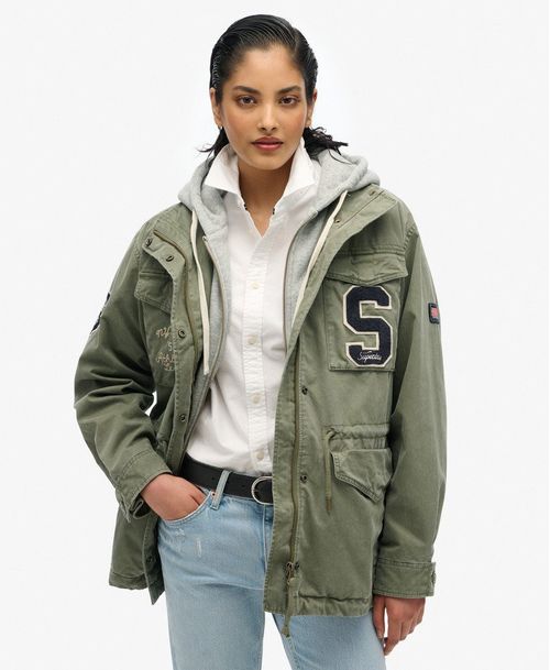 Chaqueta Casual Para Mujer Jersey Hooded Emb Military Jkt