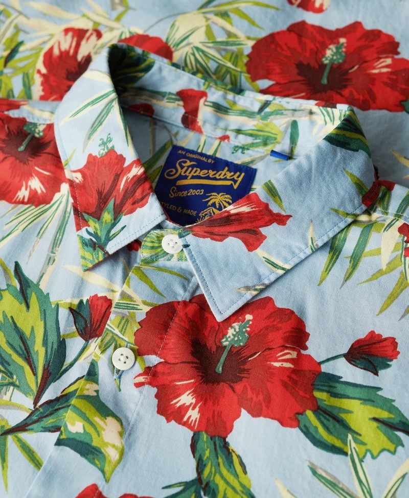 Camiseta-Manga-Corta-Para-Hombre-Hawaiian-Print