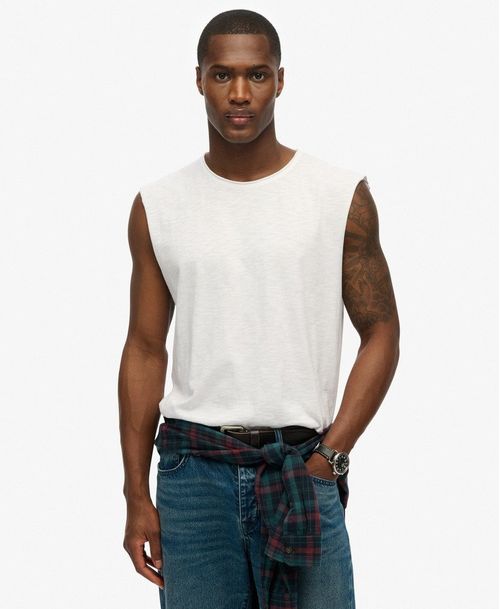 Camiseta Manga Corta Para Hombre Raw Edge Slub Tank