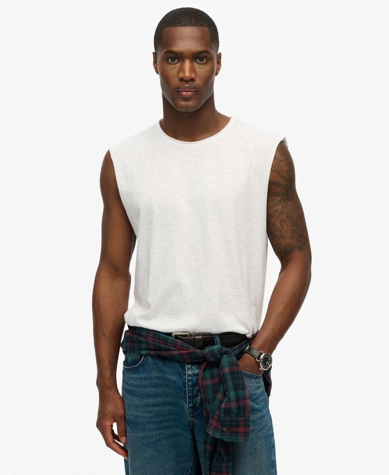 Camiseta-Manga-Corta-Para-Hombre-Raw-Edge-Slub-Tank