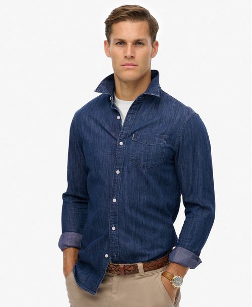 Camisa Manga Larga Para Hombre Essentials L/S Denim Shirt