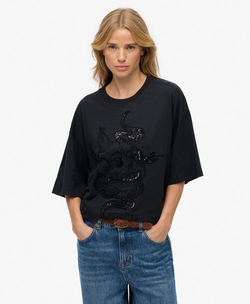 Camiseta Manga Corta Para Mujer Tattoo Embellish Oversized Tee